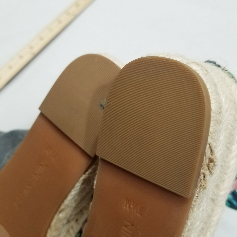 Nine West Allegro Bow 3 Strap Floral Espadrilles worn 1x wedge size 7.5 - Picture 8 of 15